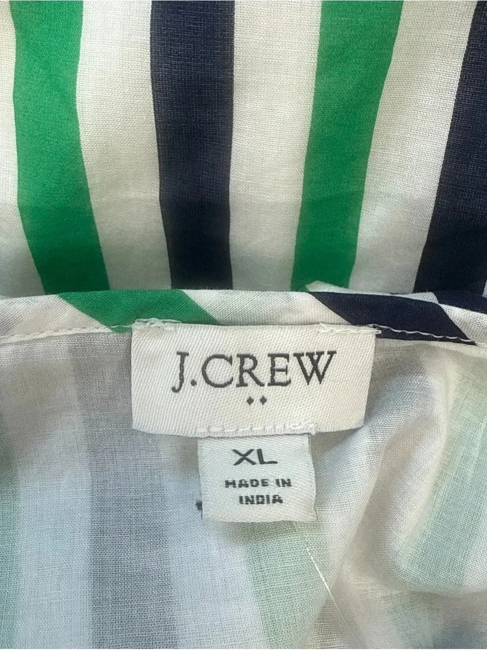 J.Crew Navy Blue & Green Striped Ruffle Tiered Maxi Dress - New - Size XL